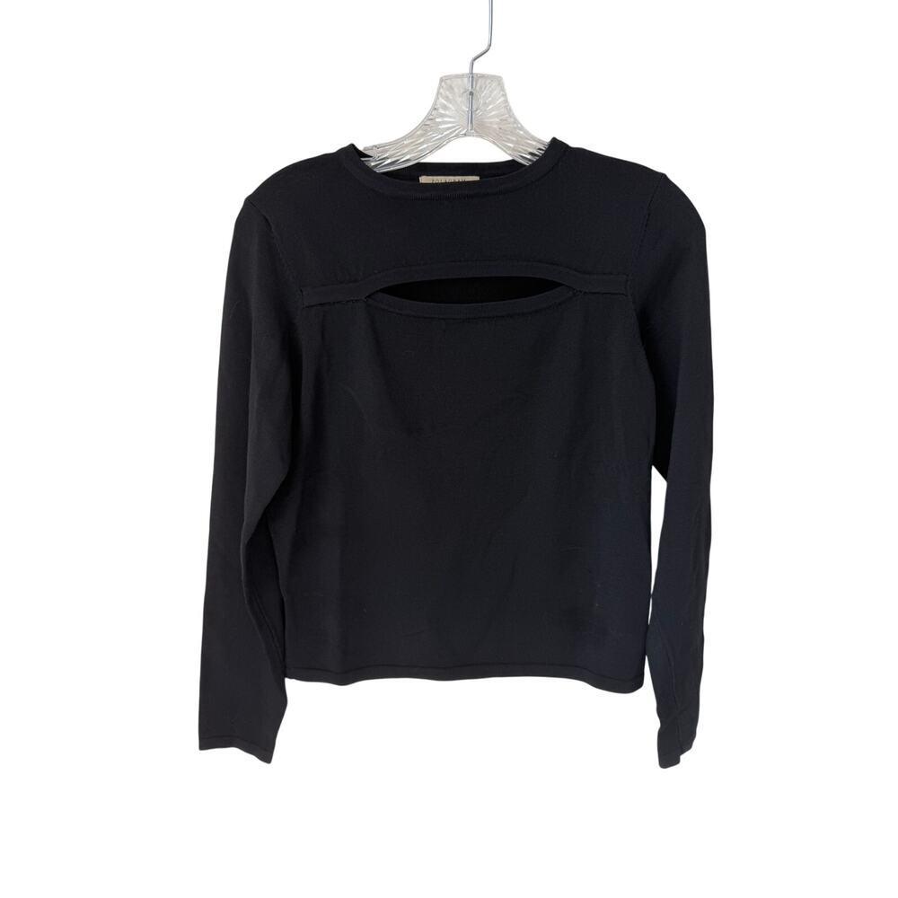 Polagram Long Sleeve Black Chest Cut Out Fitted Top Size Large